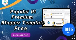 Screenshot of the Popular UI Premium Blogger Template homepage